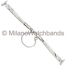 9-13mm Kreisler Flex-On Clasp Safety Chain Silver Tone Stainless Watch Band