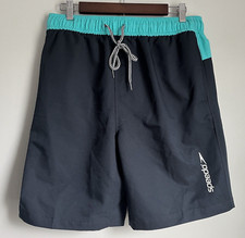 Speedo Men s Black / Turquois Swim Trunks Meshed Lined Brief Board Shorts Large