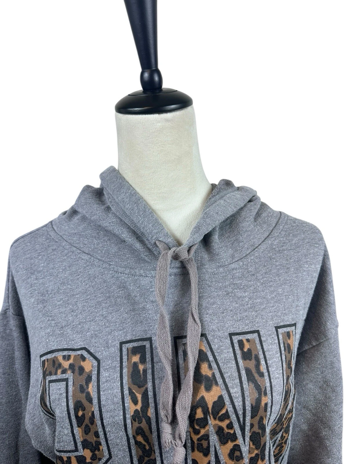 UNDERCOVER Felpa con cappuccio pullover ROSA Victorias Secret grigio stampa ghepardo taglia XS RARA