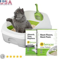 Cat Litter Box Starter Kit Pellets Pads Low Dust Odor Control Durable Indoor New