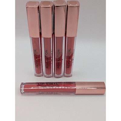 Revolution Lip Vinyl Intense Shine Lipgloss Thirsty Red Pink 5pc Lot New Sealed