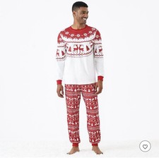 PATPAT Men s Christmas Reindeer Snowflake Print Pajamas Size Large L