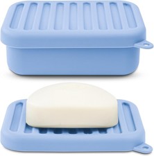 Superior Leak-Proof Silicone Travel Soap Case W/ Drainage Lid/Layer Compact Bar