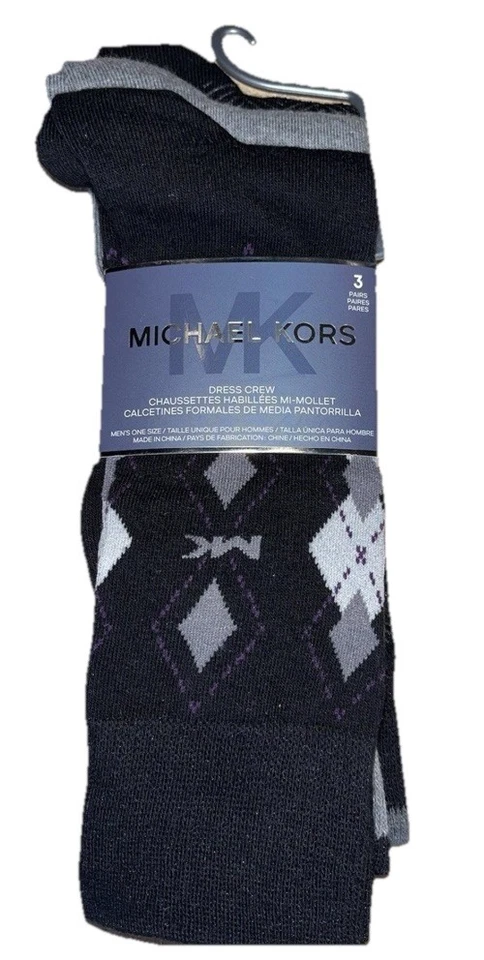 Michael Kors 3 pares de calcetines elásticos de vestir para hombre talla 7-12 talla única Foto 3 de 4