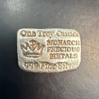 1 Troy oz Monarch Precious Metals .999 Fine Silver Cast Bar