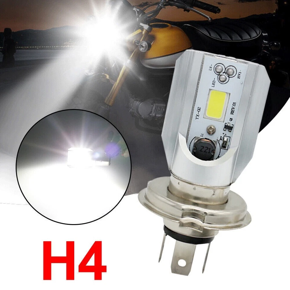 H4 LED 6000K Faro Alto/Bajo haz Bombilla Delantera Lámpara DC 6-80V para Motocicleta Foto 2 de 4