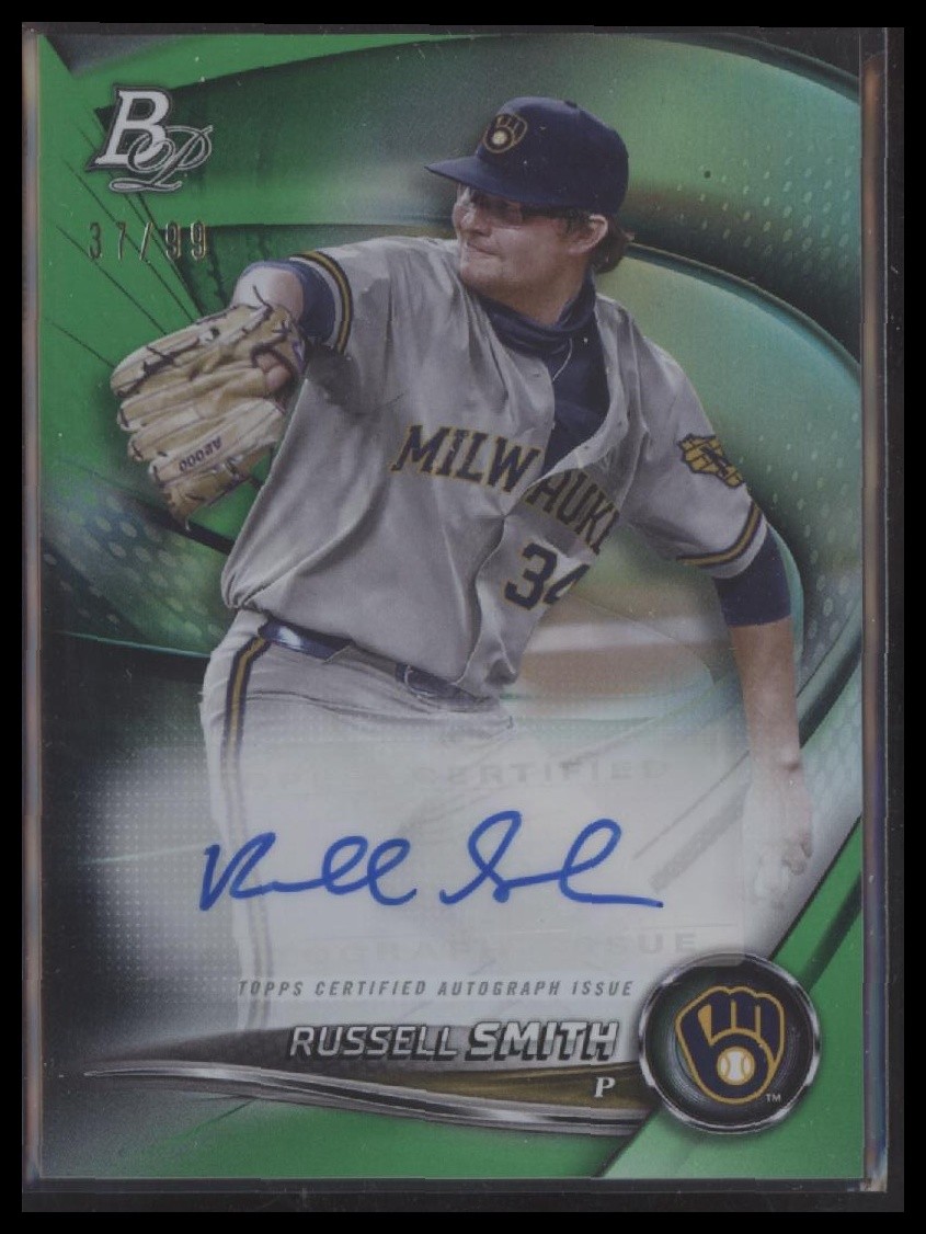 2022 Bowman Platinum #TOP-54 Russell Smith Top Prospect Autograph Green #/99