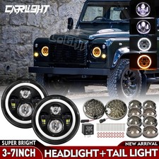 RHD Black Smoked LED Light Lamp & Led Headlights Kit For Land Rover Defender