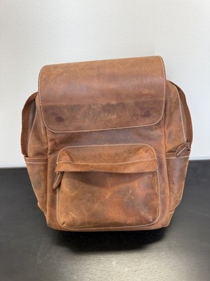 YUKON Genuine Full-Grain Leather 13.5'' Flap Backpack