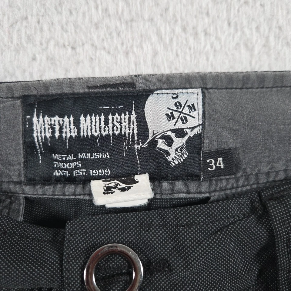Pantalones Cortos Mulisha Metal Para Hombres 34 Negro Chino Walkshort Bordado Calavera Logo BMX Foto 3 de 4