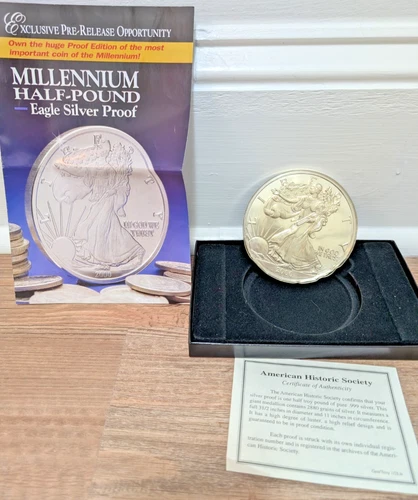 2000 Silver Eagle Design 6 Troy oz. Proof Coin Half Pound Box/COA