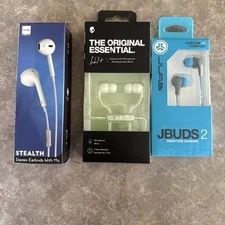 Earbuds. Lot of 3. JBuds2, Stealth, Skullcandy. See photos