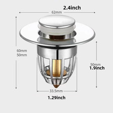Universal Rebound Drain Plug Filter Basin Pop-Up Chrome Sink Filter with Hair Ca
