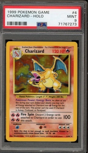 Pokemon Charizard Base Set Unlimited Holo Rare #4 PSA 9 Mint