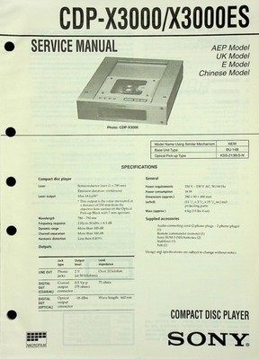 Service Manual Sony CDP-X3000 / CDP-X3000ES