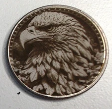 Eagle Head On U.S. Clad Quarter Surface Engraved Hobo Nickel / Love Token