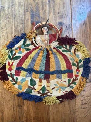 Vintage Madeira Island Folk Art Doll Bag, Embroidered Cotton Handbag 