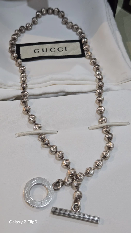 Genuine Gucci Boule Silver Necklace/Bracelet  T-Bar/ Choker - Image 4 of 4