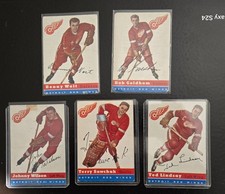 1954-55 Topps Hockey Red Wings Lot 5 Cards Sawchuk Lindsey