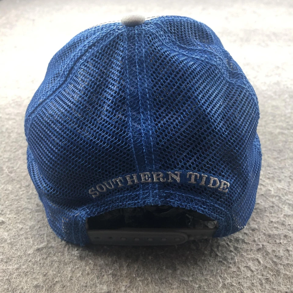 Southern Tide Hat Cap Snap Back One Size Gray Blue Fish Trucker Mesh Mens - Image 3 of 4