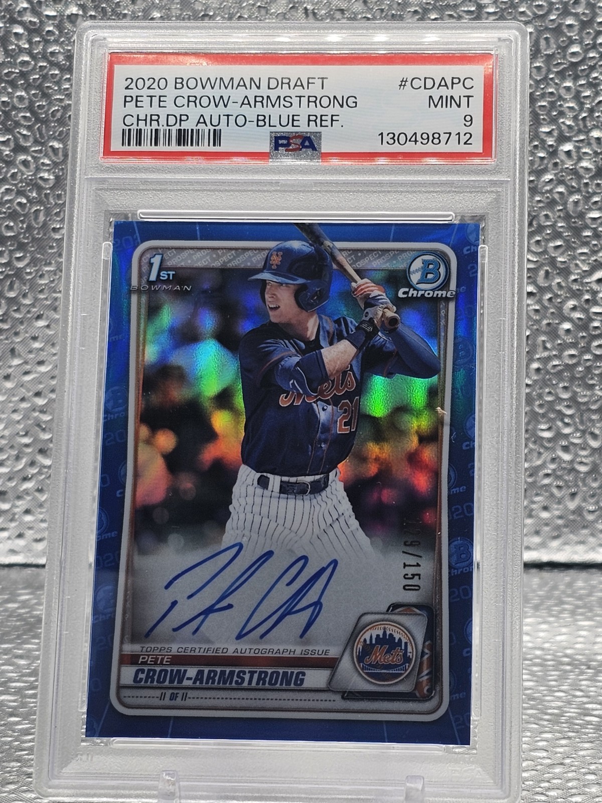2020 Bowman Chrome pete Crow Armstrong BLUE Refractor AUTO /150