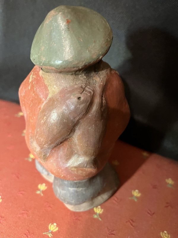 Fernando Alfaro Chile Folk Art Pottery Red Clay Primitive Man Carrying Fish