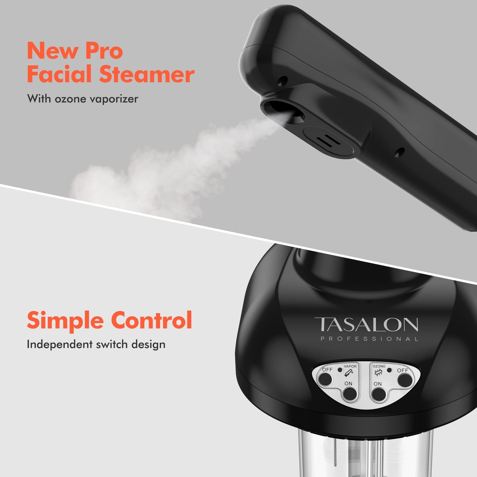 TASALON Steamer on Wheels for Professional Skin Rejuvenation, Facial Steamer ...