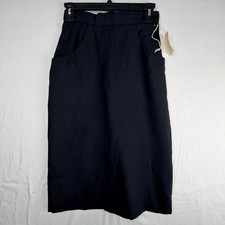 Vintage Sag Harbor Black High Waisted Pencil Skirt Pockets Button Back USA 5/6