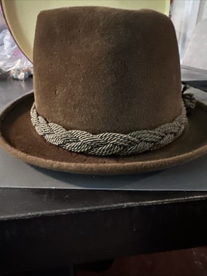 Vtg Berg Men's Hat Fifth Avenue Velour Cord Brown Fedora Size 7 Grandpa Core