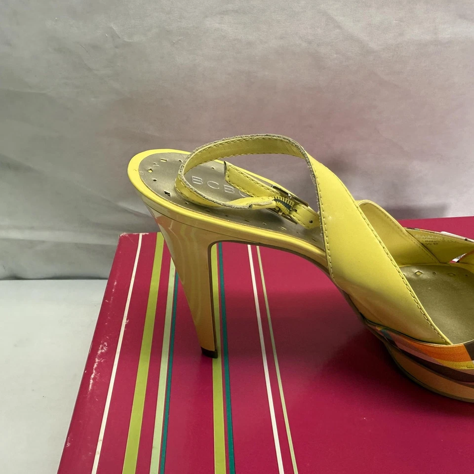 BCBGirls Shoes Womens Size 9.5 Geometric Print Bow High Heel Slingback Dress - Image 3 of 4