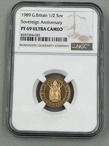 Great Britain 1989 Sov Gold Coin 1/2 Half Sovereign NGC PF69 Ultra Cameo Proof