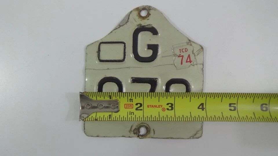 G 079 Vintage Bermuda or Italy Moped Motorcycle Original License Plate #740 - Image 2 of 4