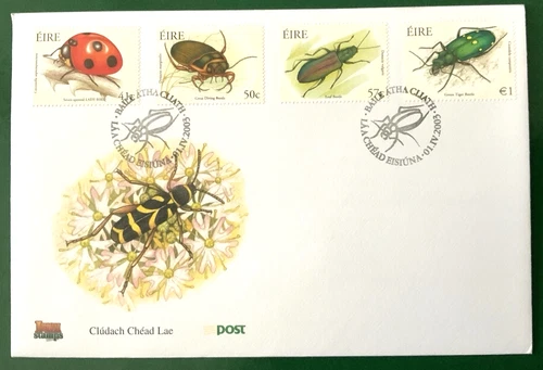 IRELAND BEETLES FLORA & FAUNA 2003 SET OFFICIAL CACHT FDC+INFO CARD 2013 #1463-6