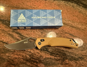 SRM 9202 Folding Pocket Knife 2.75in Stainless Straight Blade Brown Handle Clip