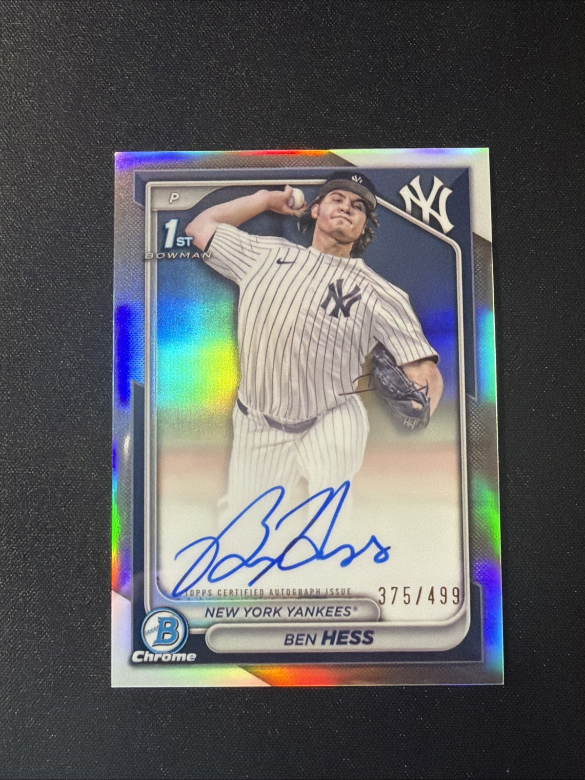 2024 Bowman Chrome Ben Hess Refractor Auto /499 1st Bowman #CPABH Yankees