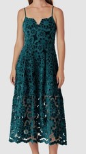 Endless Rose Womens Green Velvet Lace Sleeveless Midi Dress Sz L
