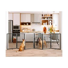 Vantas Folding No-Assembly Metal Pet Gate 120" Wide, 32" Extra Tall Dog Gate ...