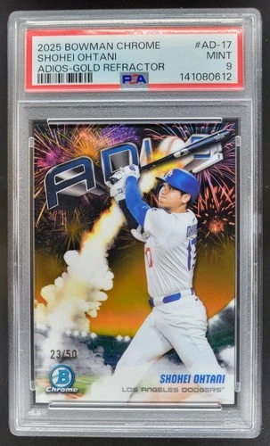 2025 Bowman Chrome Shohei Ohtani ADIOS! Gold Refractor /50 PSA 9 Dodgers RI