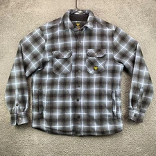 HAWX Work Gear Mens Blue Plaid Sherpa Lined Flannel Shirt Jacket Small S