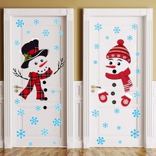 4 Sheet Christmas Decorations - Removable Wall Stickers with Snowman, Snowfla...