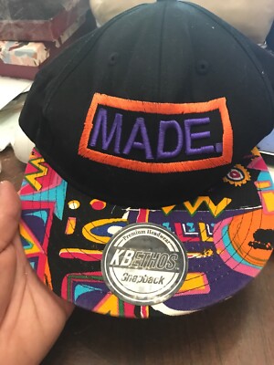 Kbethos Snapback Baseball Cap NWT MADE Black/ Colorful bill 