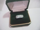 beautiful Solid Silver Ring-superb swiss blue topaz &zircons-vintage-Size p1/2
