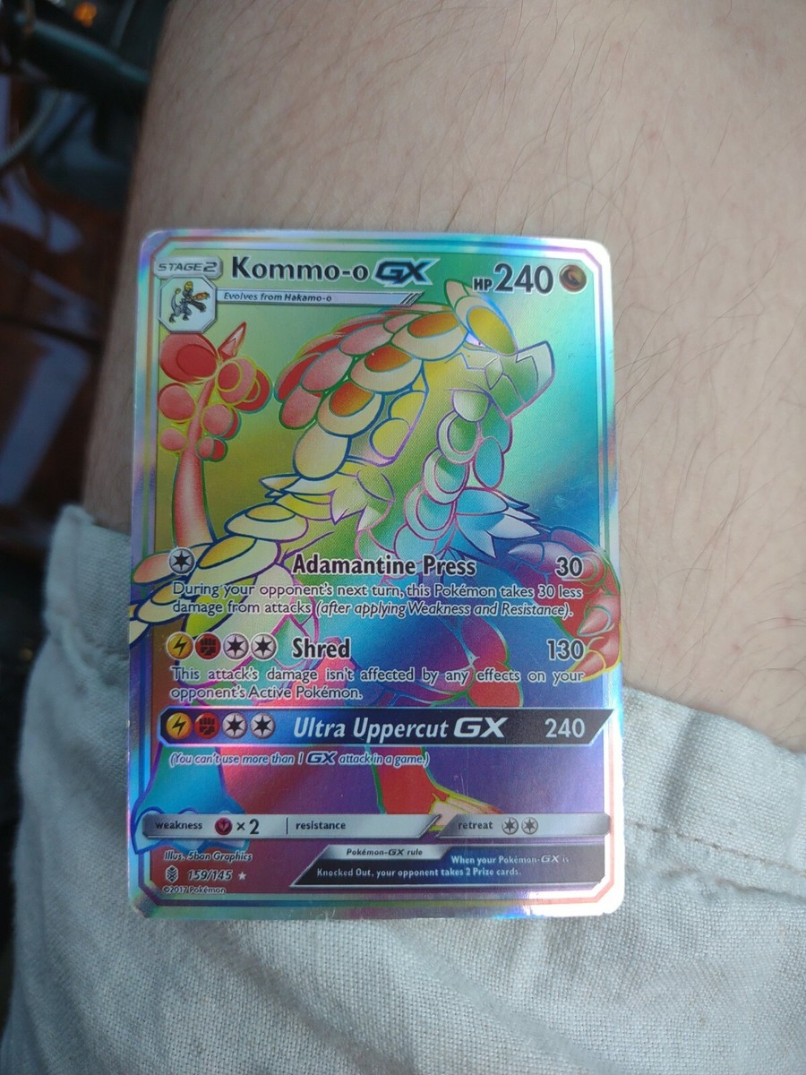 kommo-o gx pokemon card value - 159/145 Hyper Secret Rainbow Rare [2LF] Shred (130) This attacks damage isnt affected by any effects on your opponents Active Pokemon 2017 Pokemon Sun & Moon