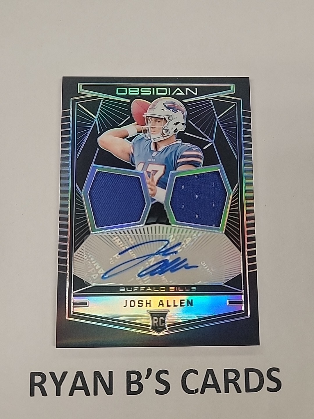 Josh Allen 2018 Panini Obsidian Rookie Dual Patch Auto #064/100 Buffalo Bills