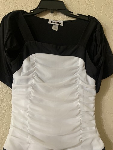 PHILLY MÄDCHEN SCHWARZ/WEISSES KLEID - ÄRMELLOS MIT GEKRATZTER JACKE - GRÖSSE 10 - Bild 9 von 9