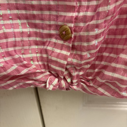 Cat & Jack Pink Striped Iridescent Button Down Top - Girl's Medium (7/8). Casual - Picture 5 of 6