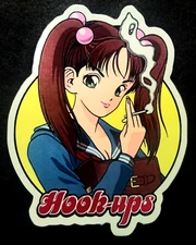 HOOK UPS STICKER VINTAGE STYLE "RAVE TIME AND A SMOKE" 3 3/8 X 4 1/8" GLOSSY