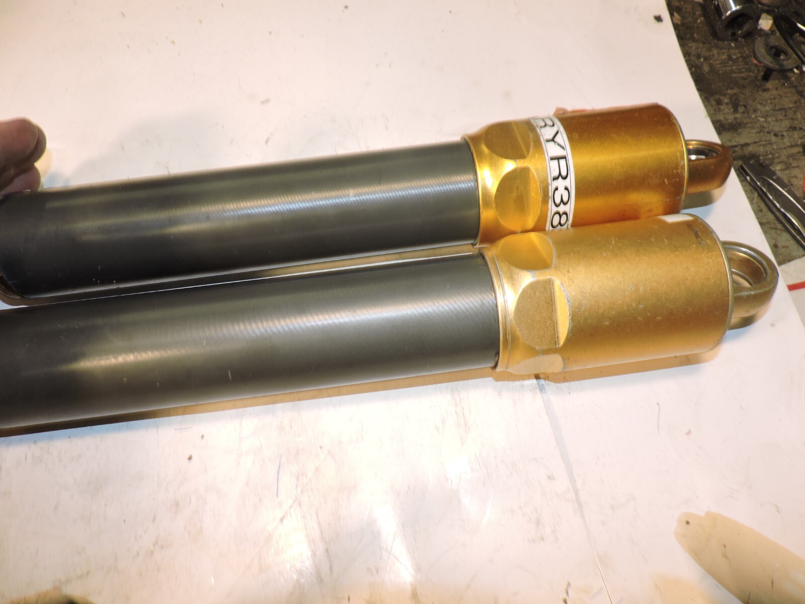 (2) Ohlins CUP adj. shocks 6 3/4" shafts ROUSH pair fronts NASCAR Late