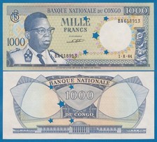 Congo Democratic Republic 1000 Francs ** CANCELLED Holes ** P 8 1964 aUNC