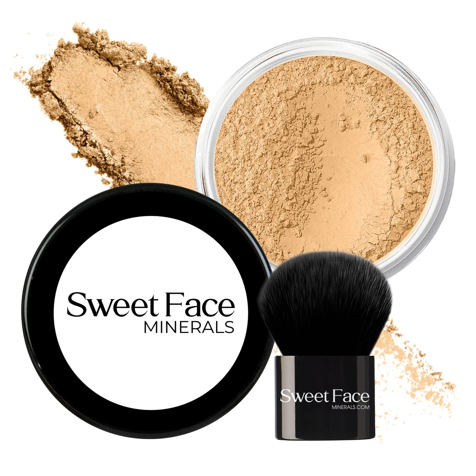 2pc FOUNDATION with KABUKI BRUSH Mineral Makeup Matte Loose Powder Bare